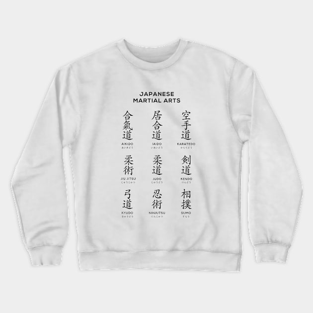 Japanese Martial Arts Chart, White Crewneck Sweatshirt by typelab